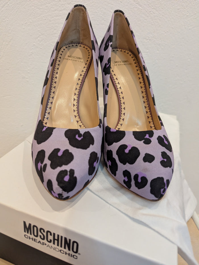 Moschino Cheap & Chic Purple Animal Print Heels 6