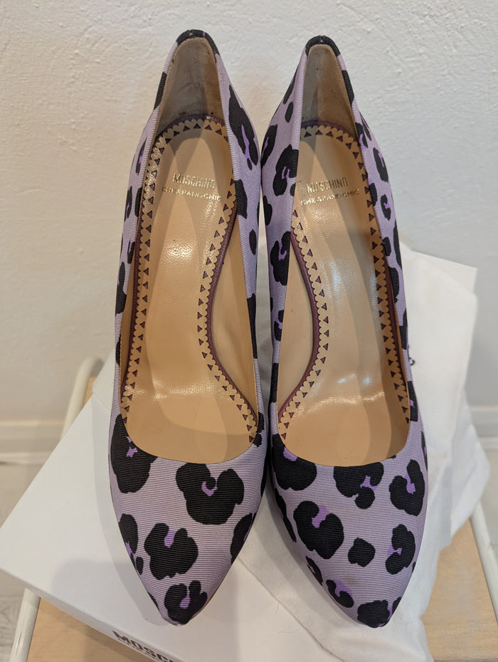 Moschino Cheap & Chic Purple Animal Print Heels 6