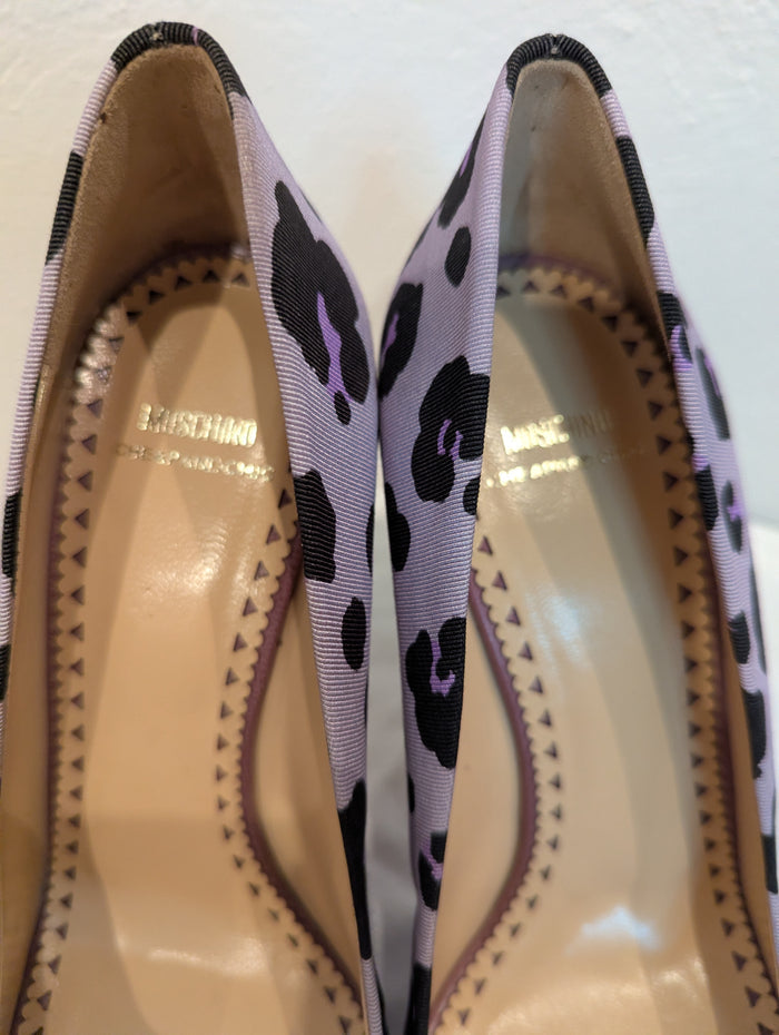 Moschino Cheap & Chic Purple Animal Print Heels 6