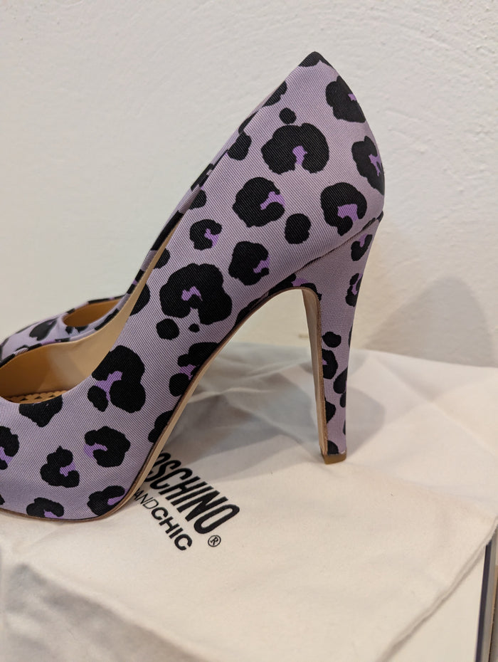 Moschino Cheap & Chic Purple Animal Print Heels 6