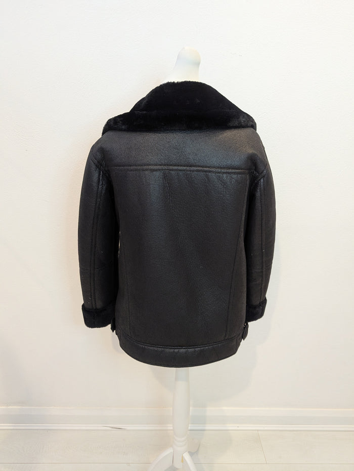 M&S Black Biker Jacket 12 New RRP £79