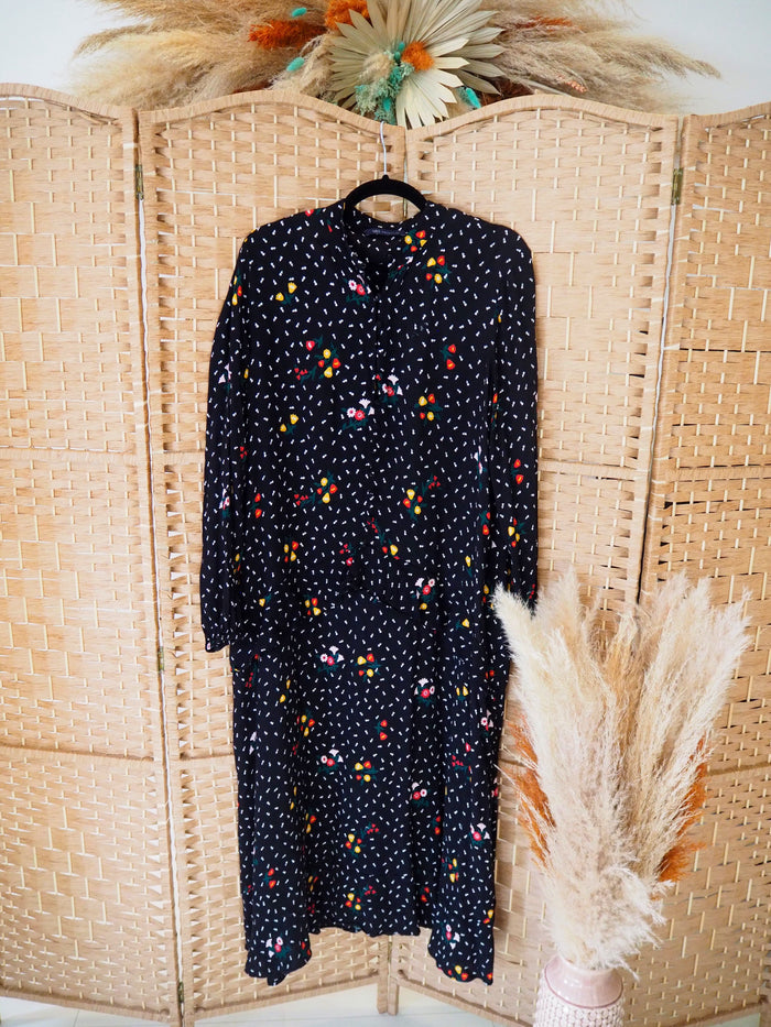 M&S Black Floral Detail Maxi 12