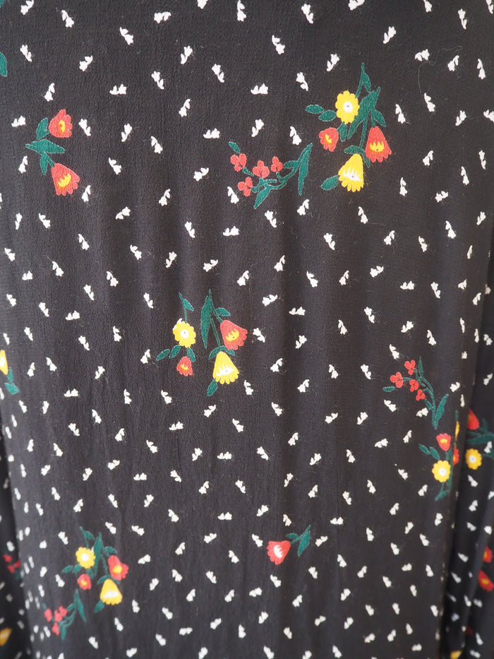 M&S Black Floral Detail Maxi 12