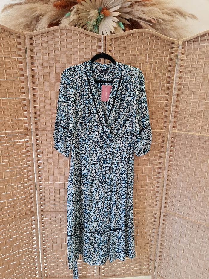 M&S Blue Floral Maxi Dress 10