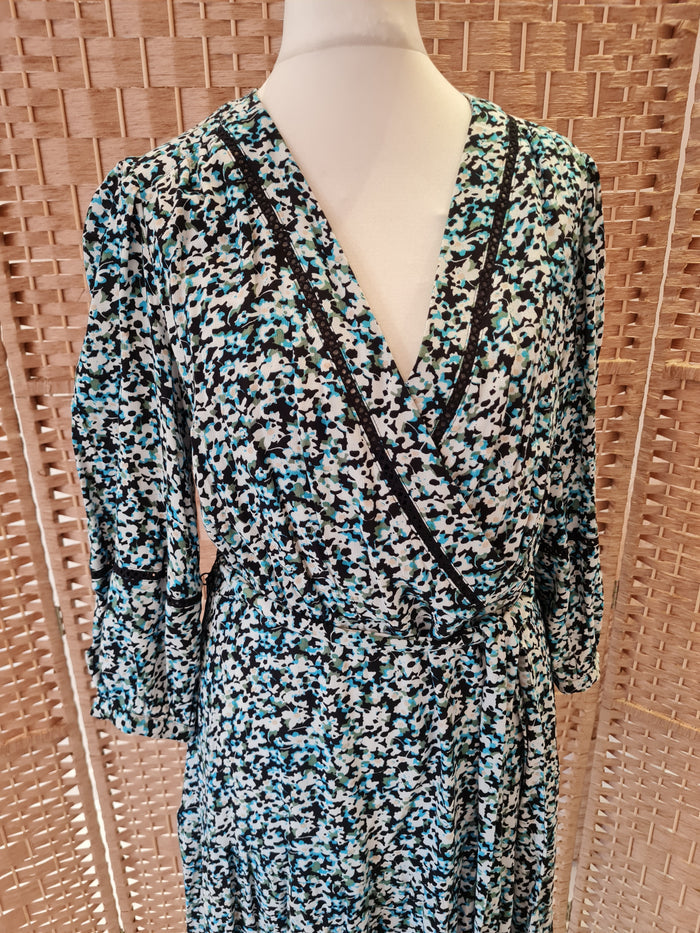 M&S Blue Floral Maxi Dress 10