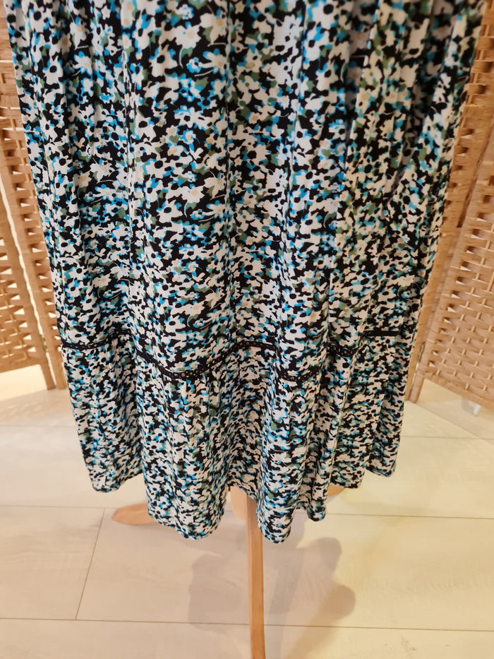M&S Blue Floral Maxi Dress 10