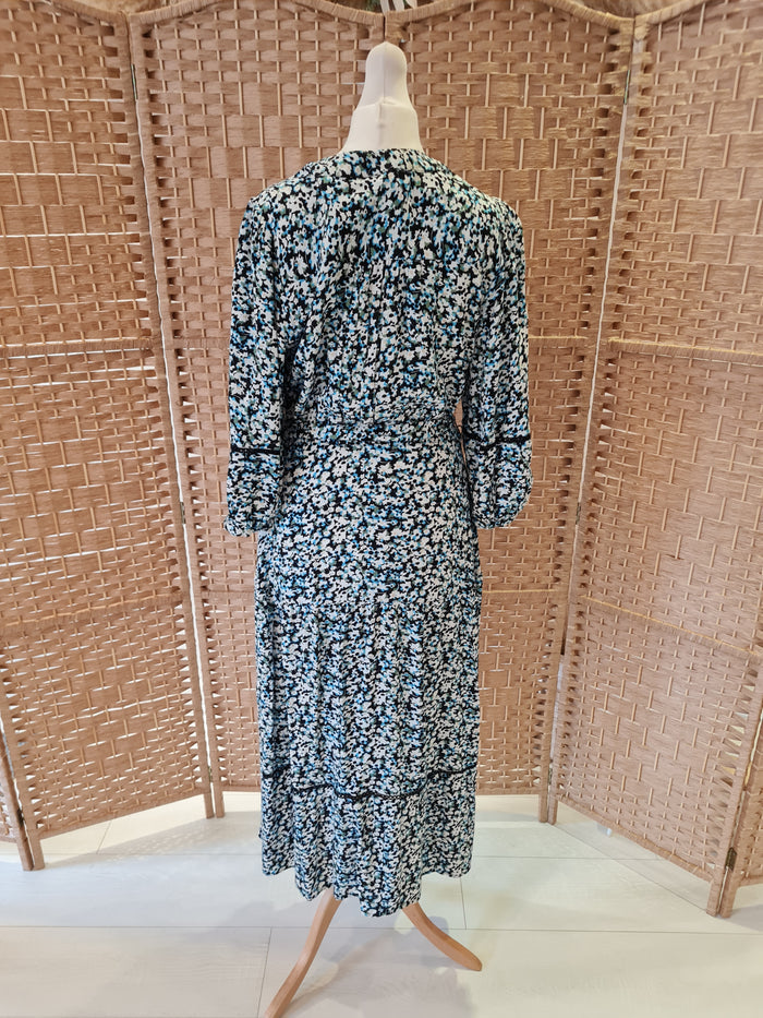 M&S Blue Floral Maxi Dress 10