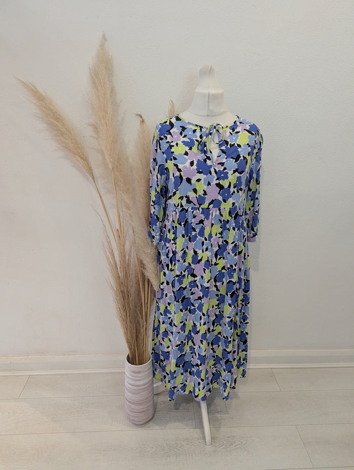 M&S blue floral maxi dress 14