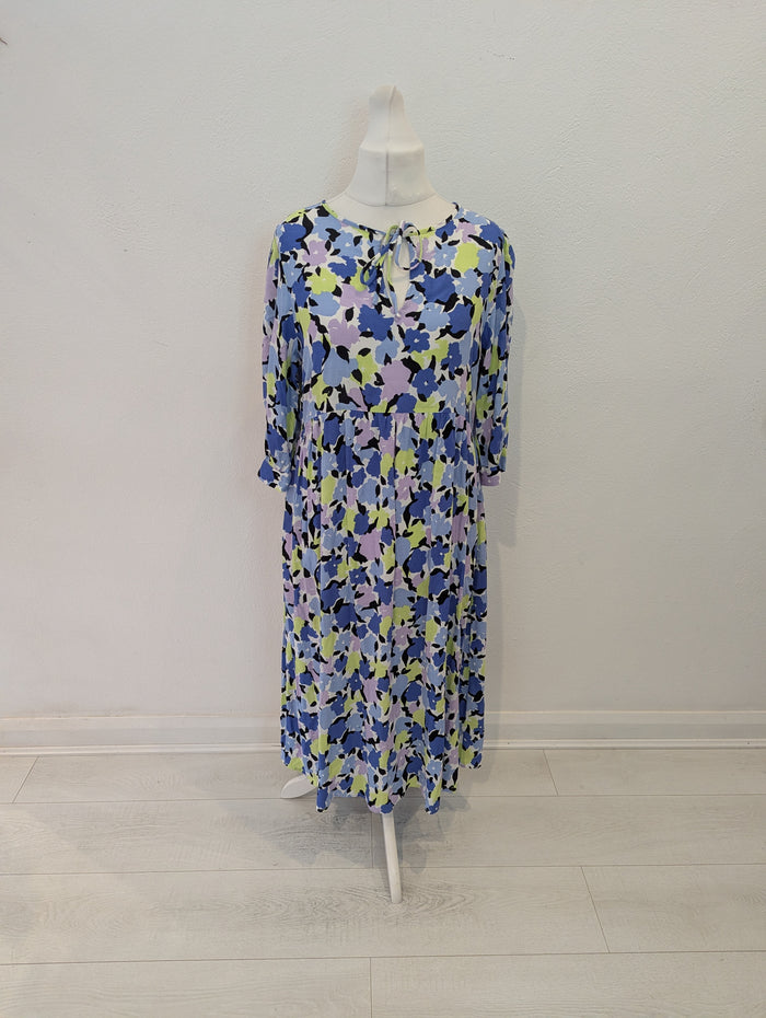 M&S blue floral maxi dress 14