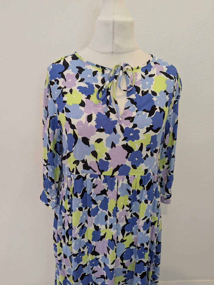 M&S blue floral maxi dress 14