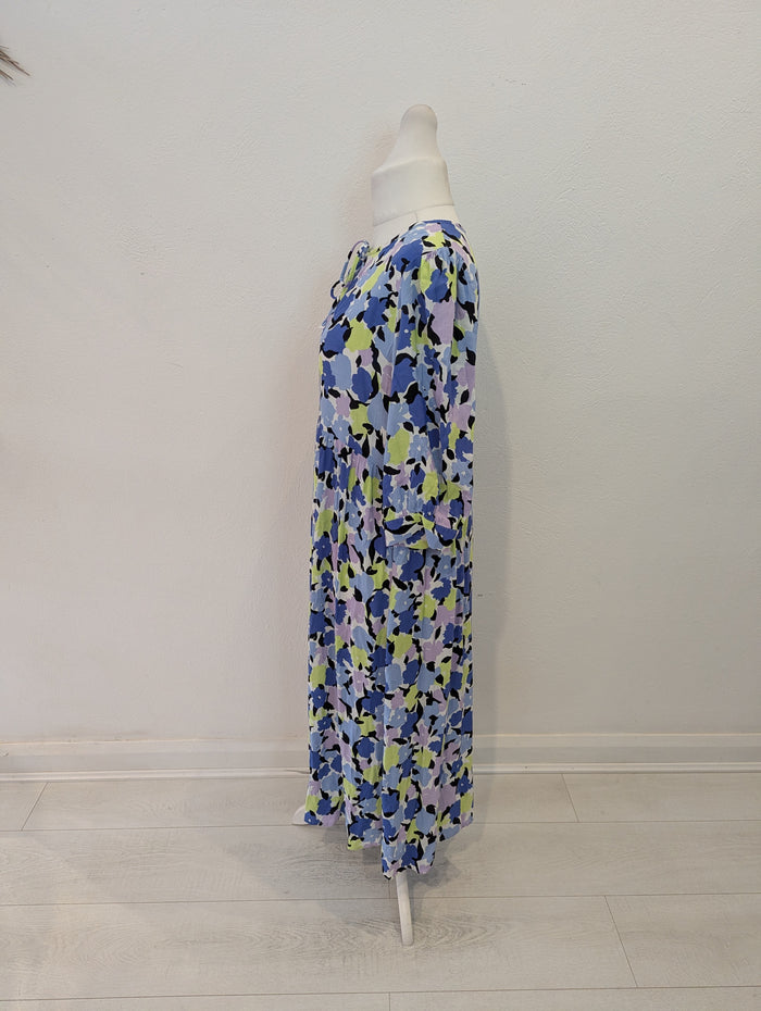 M&S blue floral maxi dress 14
