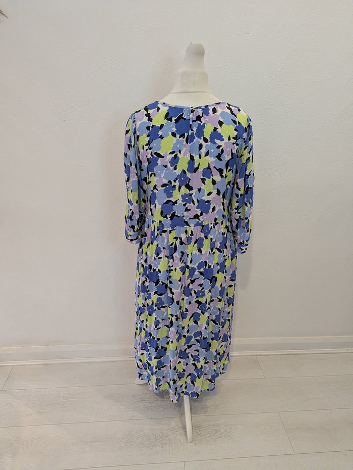 M&S blue floral maxi dress 14
