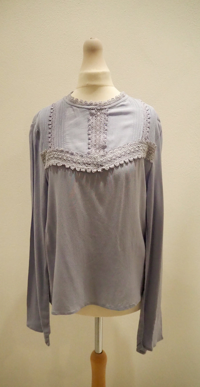 M&S Blue Lace Front Blouse 6