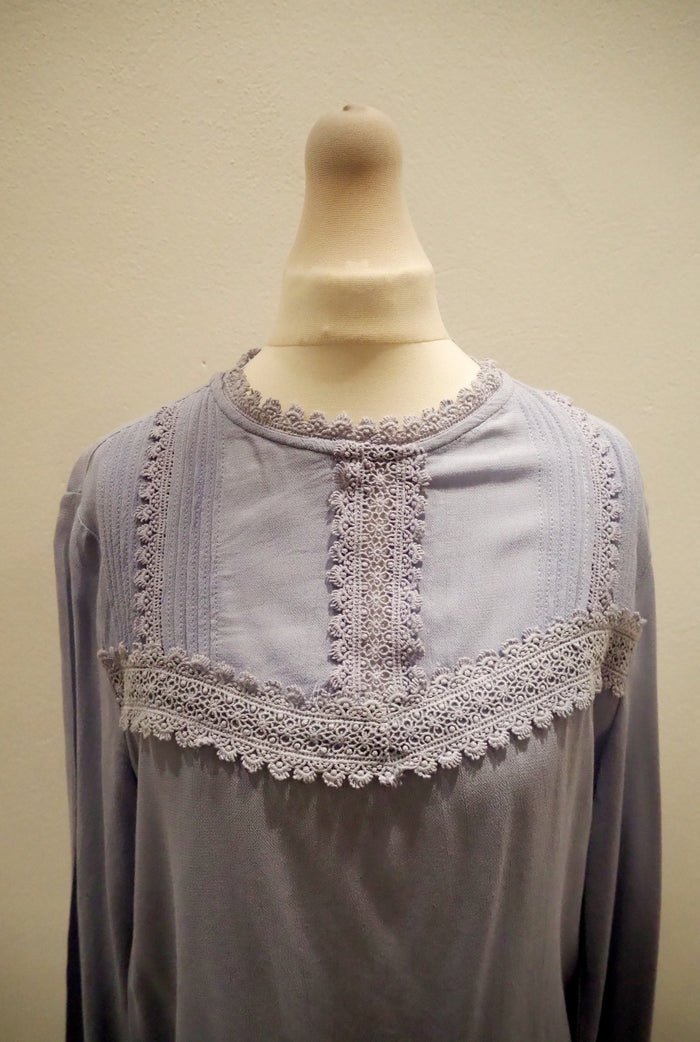 M&S Blue Lace Front Blouse 6