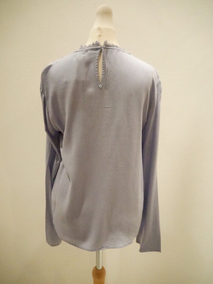 M&S Blue Lace Front Blouse 6