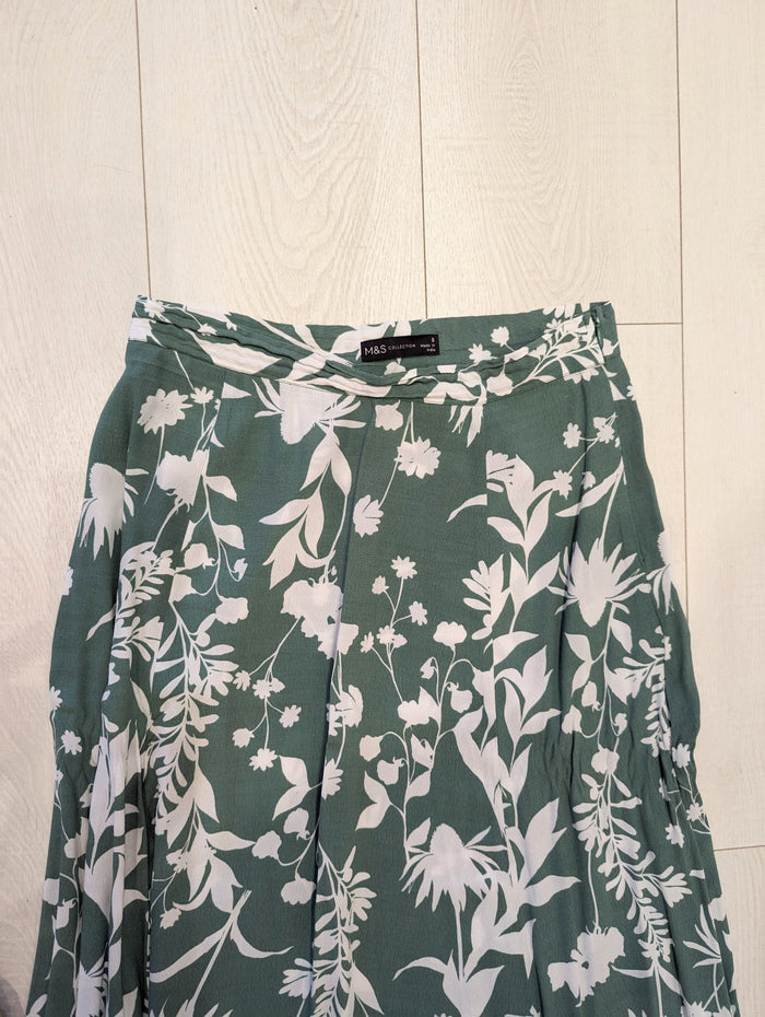 M&S Collection Green Print Skirt 8