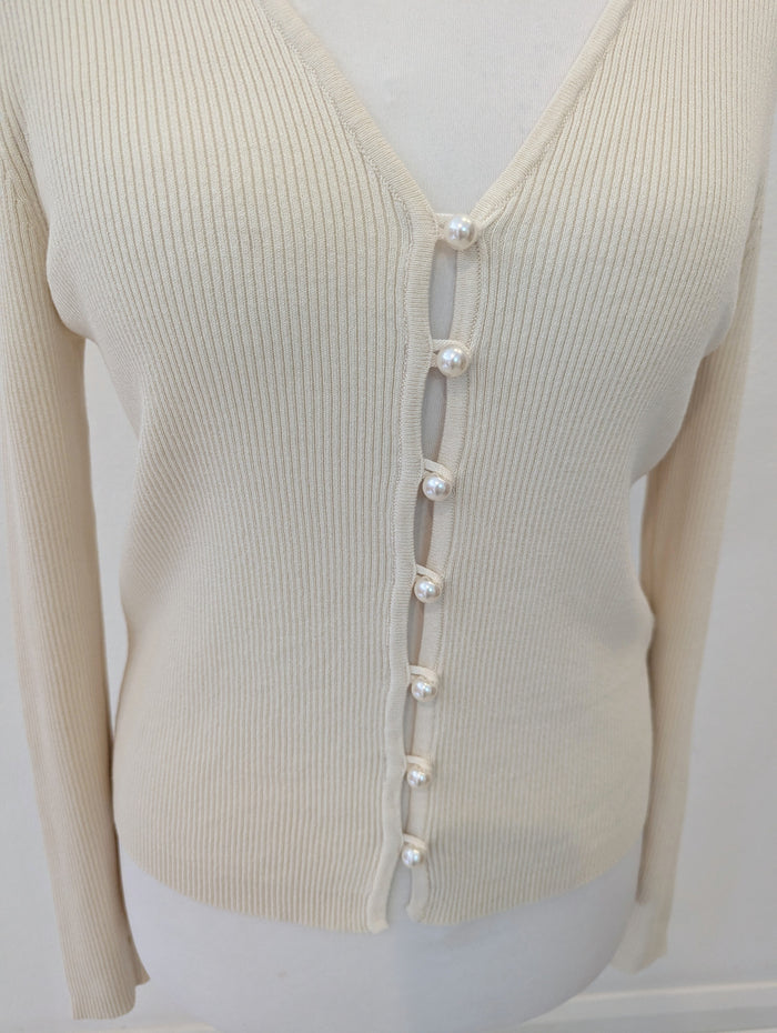 M&S Cream Pearl button Cardigan 12 NWT