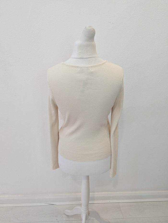 M&S Cream Pearl button Cardigan 12 NWT
