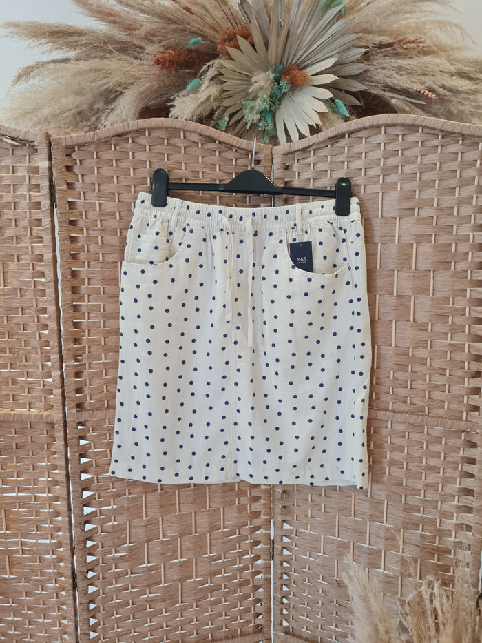 M&S Cream Spot Skirt 14