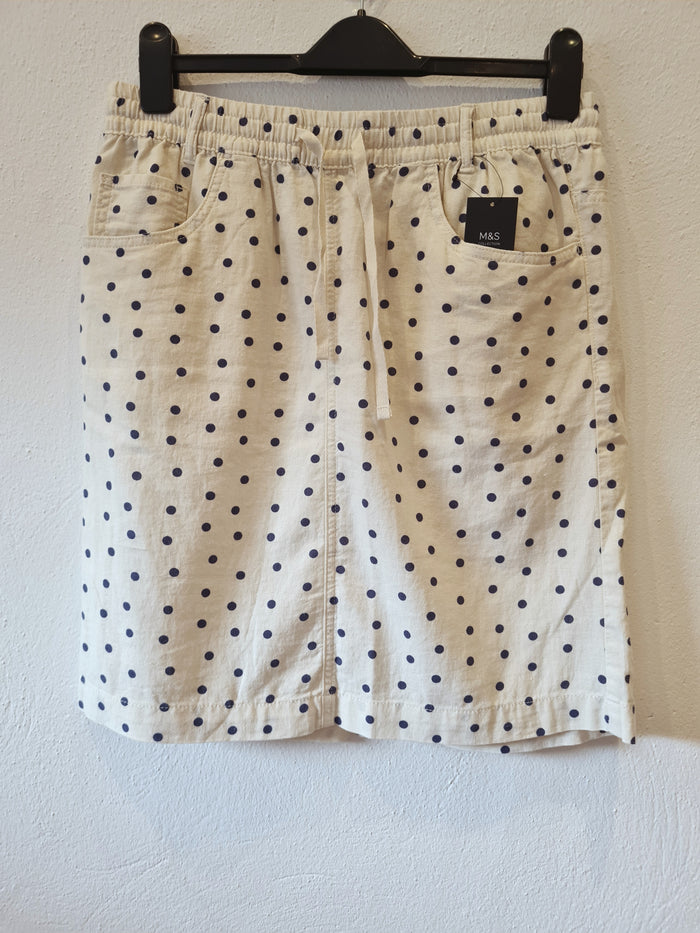 M&S Cream Spot Skirt 14
