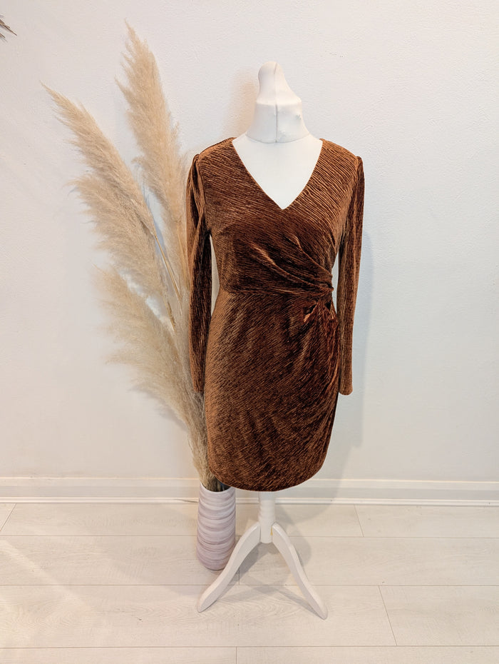 M&S Gold Velvet Dress 12