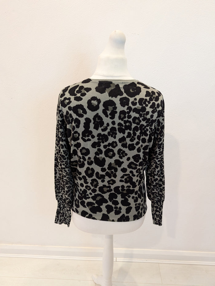 M&S Green Animal Print Jumper 14