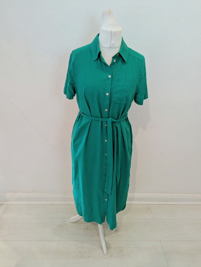 M&S Green Linen Blend Maxi 10