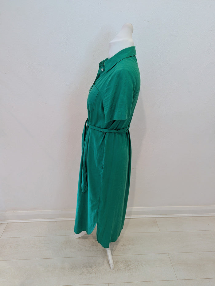M&S Green Linen Blend Maxi 10