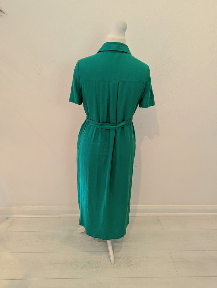 M&S Green Linen Blend Maxi 10