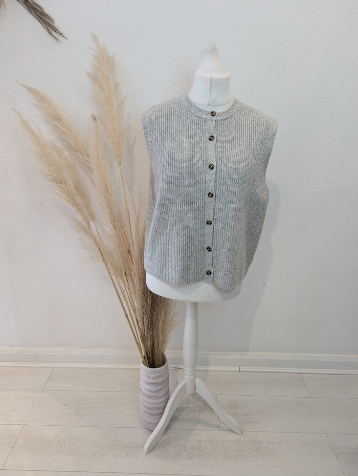 M&S Grey Button Vest L
