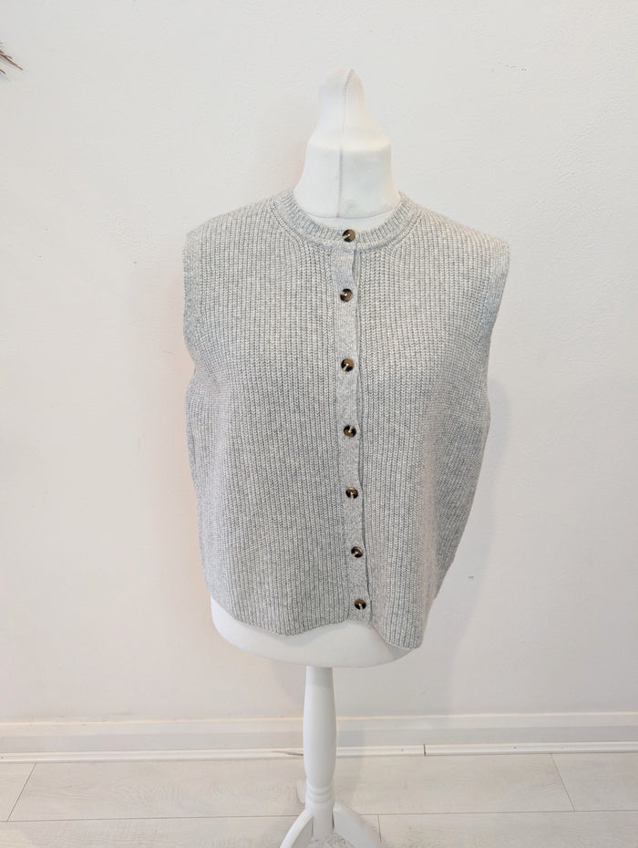 M&S Grey Button Vest L