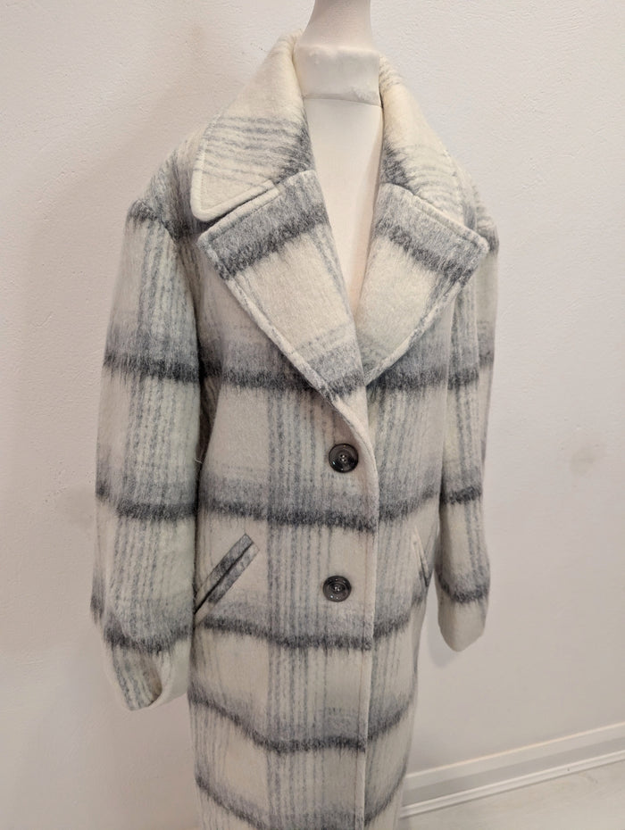 M&S Grey Check Coat XS