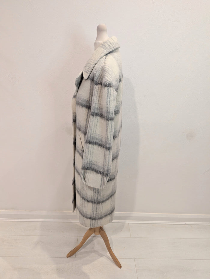 M&S Grey Check Coat XS