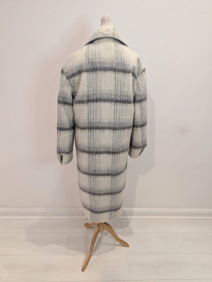 M&S Grey Check Coat XS