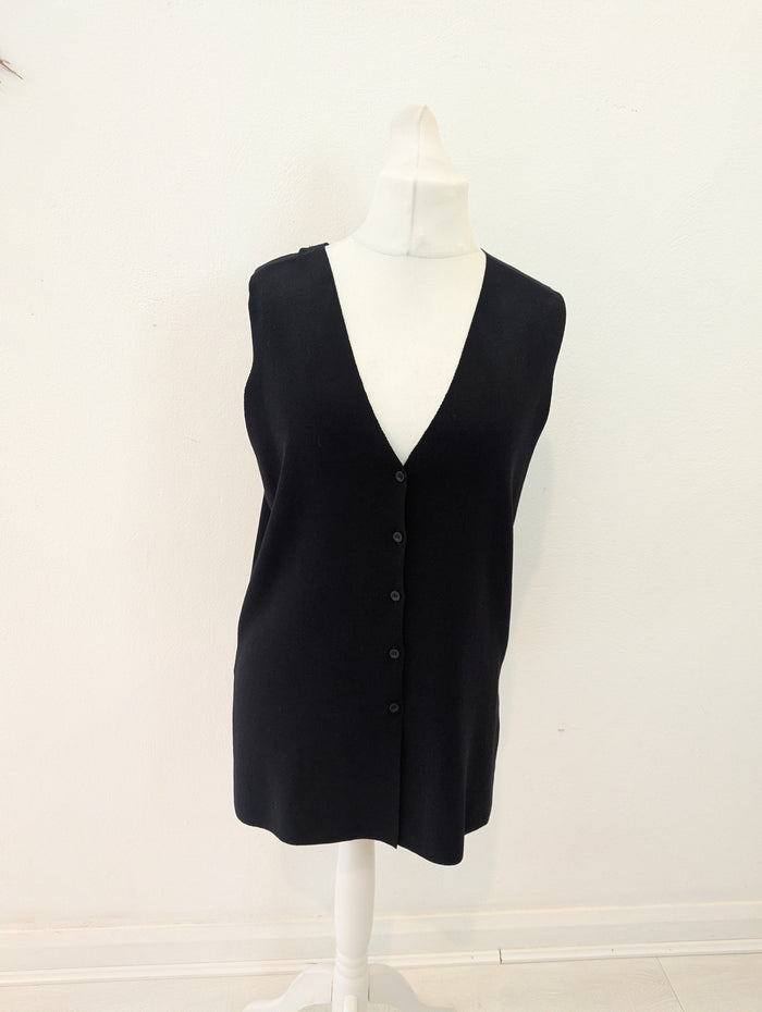 M&S longline Black button Vest 14