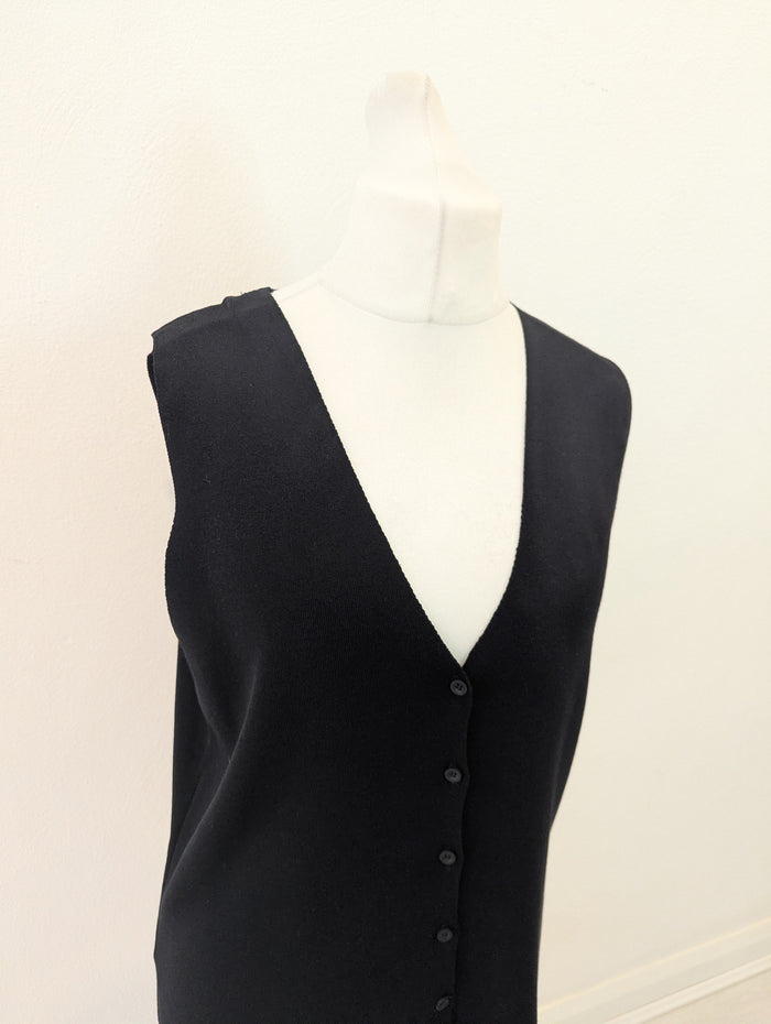 M&S longline Black button Vest 14