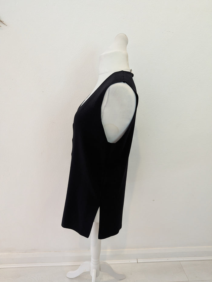 M&S longline Black button Vest 14