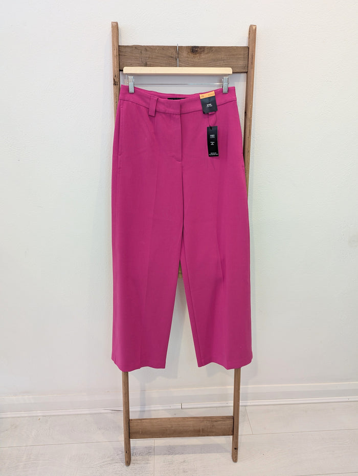 M&S pink wide leg trousers 10 NWT RRP £39.50