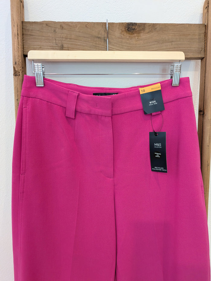 M&S pink wide leg trousers 10 NWT RRP £39.50