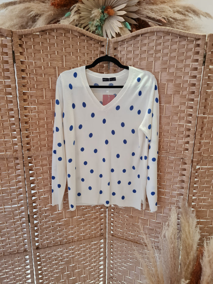 M&S White spot Jumper 16