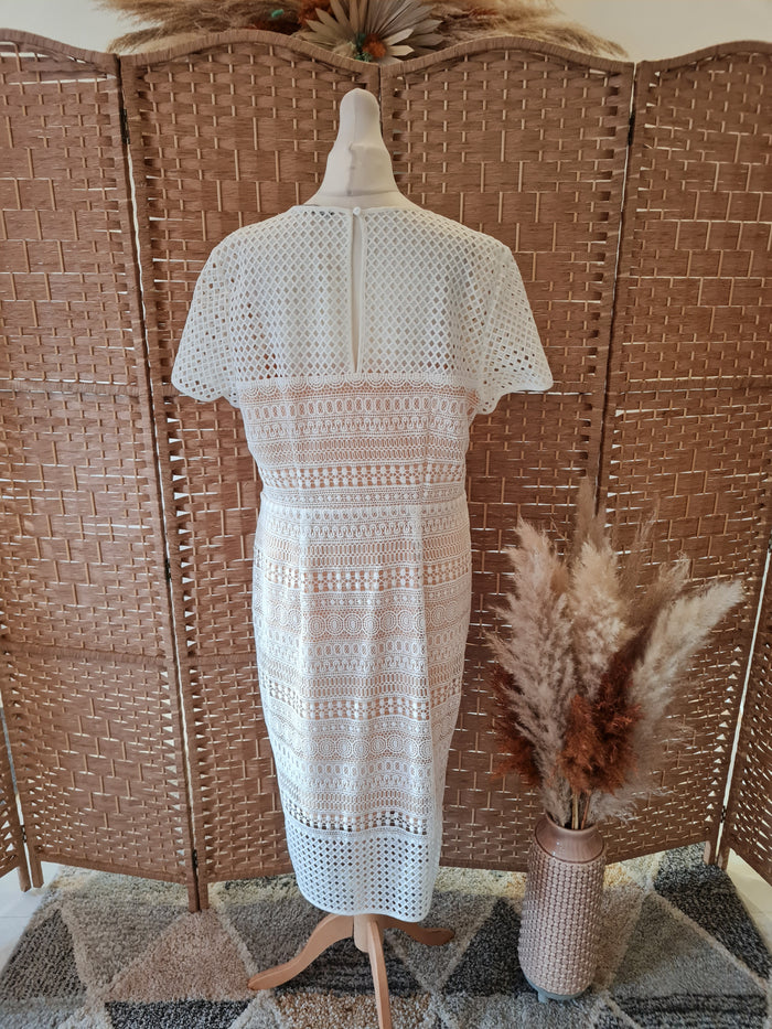 M&S white/nude lace dress 14