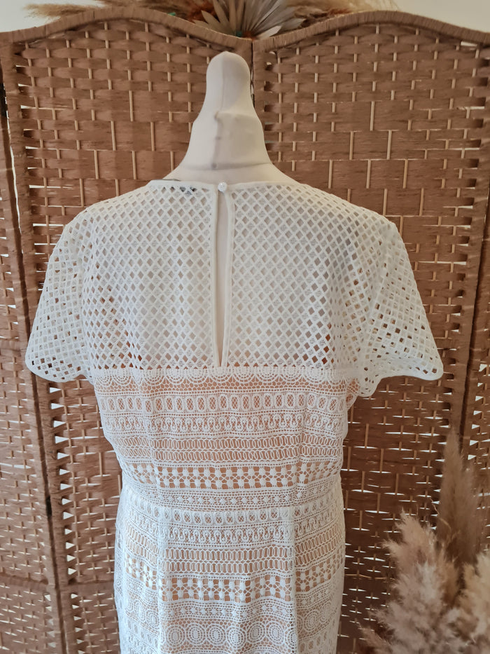 M&S white/nude lace dress 14