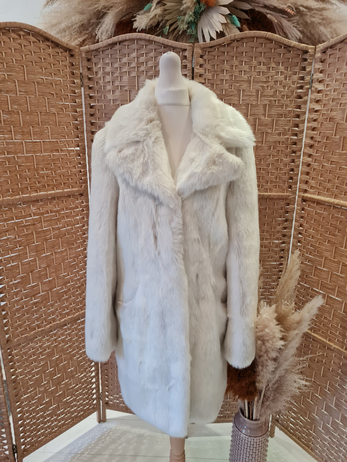 M&S Winter white fur coat 8