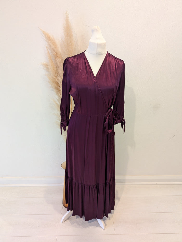 M&S x Ghost Burgundy Wrap Dess 14 NWT £79