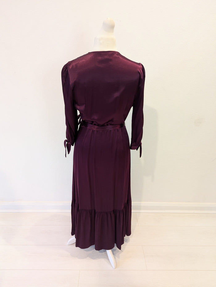 M&S x Ghost Burgundy Wrap Dess 14 NWT £79