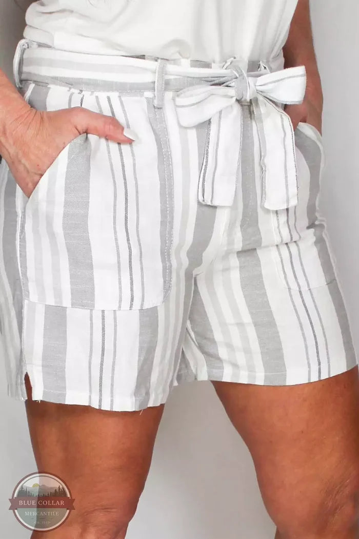 Harmony &amp; Havoc MS26597-05H Linen Grey Stripe Shorts Profile View