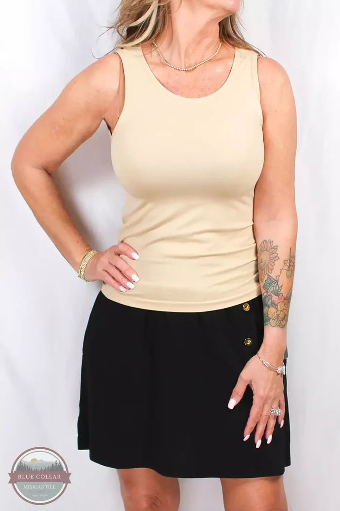 French Laundry MS35729S Scoop Neck Tank Top Nude Front View