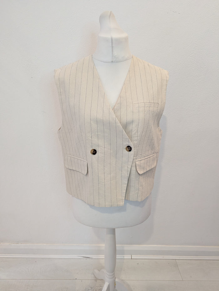 MSCH Copenhagen Cream Stripe Waistcoat M