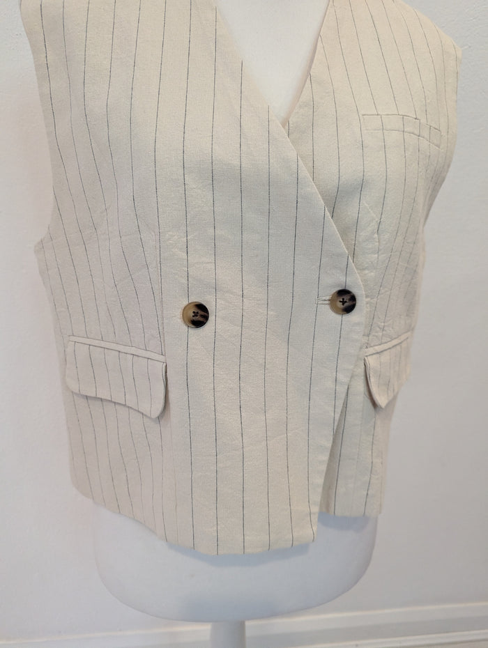 MSCH Copenhagen Cream Stripe Waistcoat M