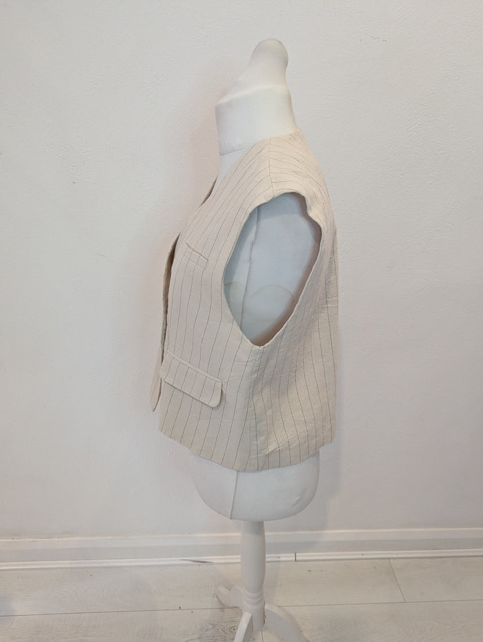 MSCH Copenhagen Cream Stripe Waistcoat M